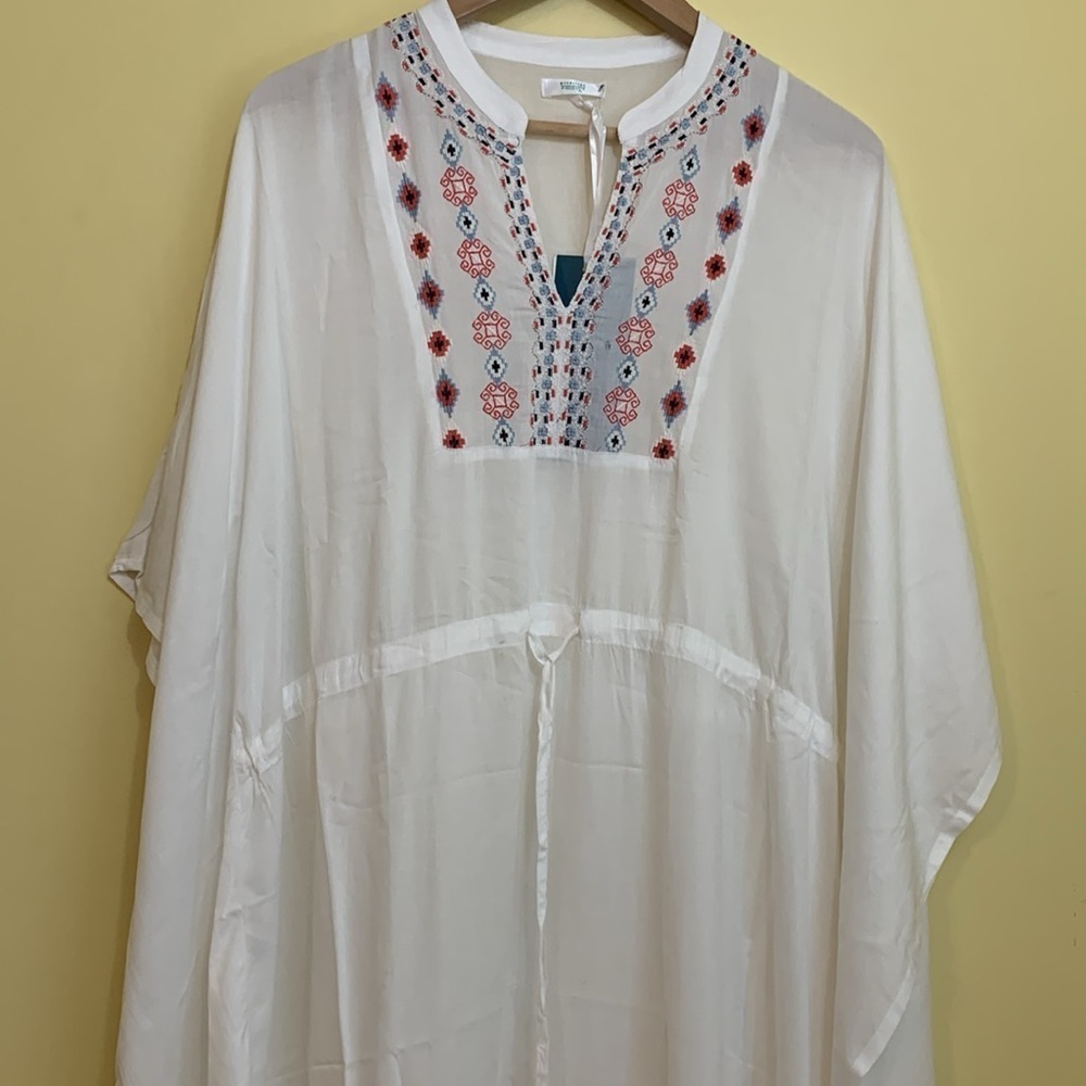 Guadalupe Design | NWT Gracie Viscose Embroidered Kaftan Beach Coverup Dress OS - Picture 5 of 17